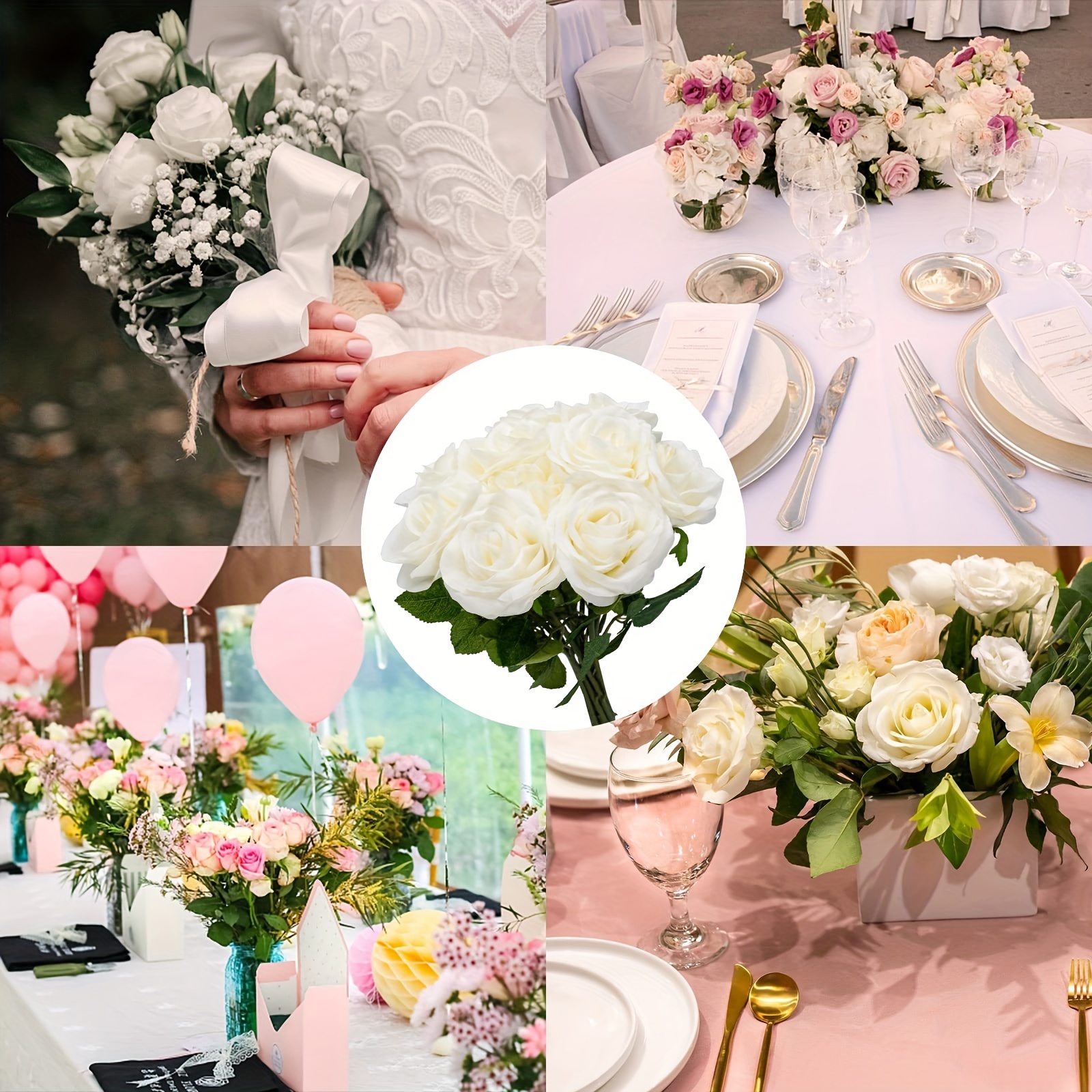 1 pezzo Bellissimi fiori di rosa artificiali di seta Decorazioni per tavola  di casa di nozze Bouquet lungo Organizzare regali di San Valentino per  piante finte