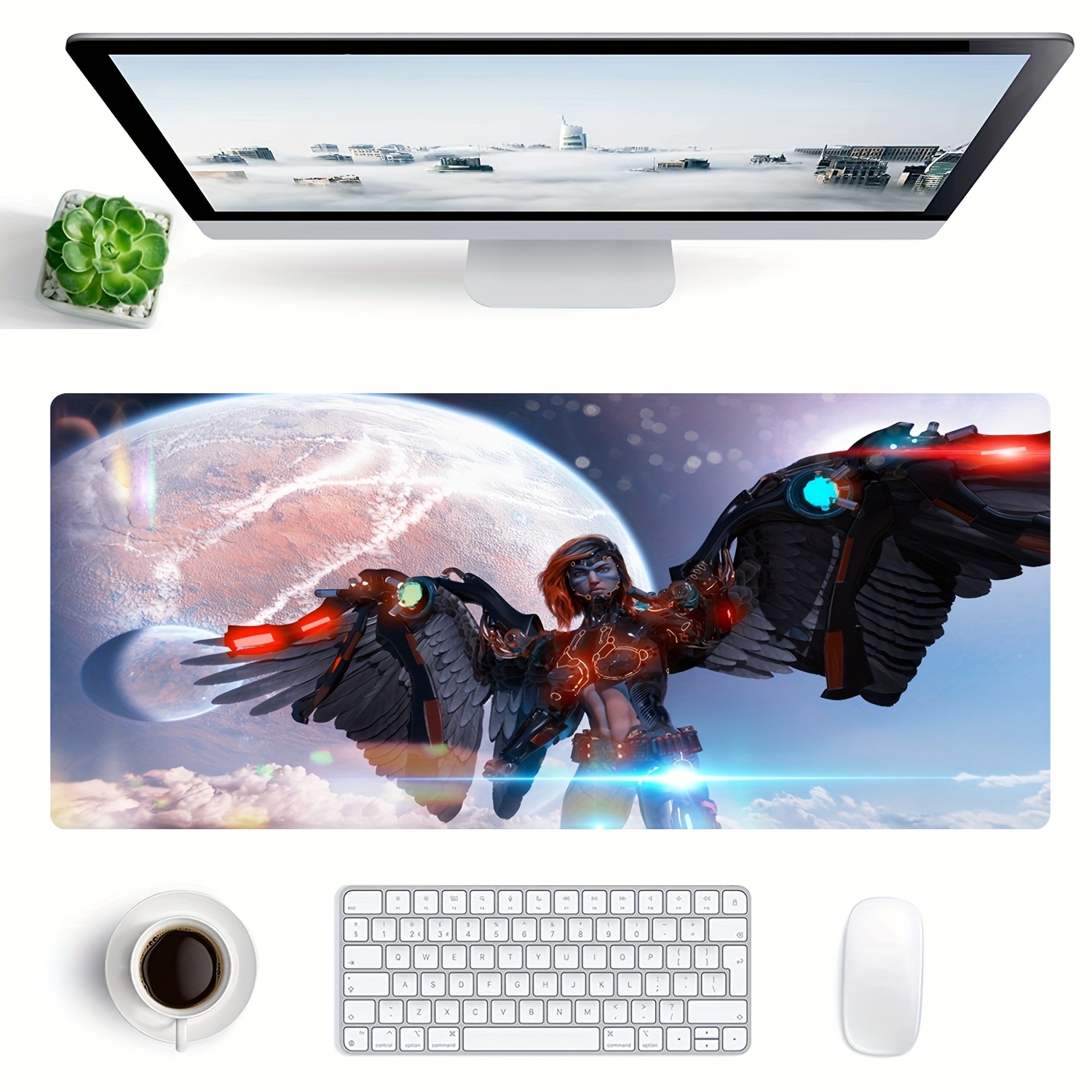 Large Desk Mat With Stitched Edges - 35.4x15.7 Inch Mouse Pad, War Tank Flag Design, Waterproof