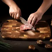 1pc solid acacia wood cutting board ellipse checkerboard design for efficient vegetable chopping perfect for home cooking and food preparation details 0