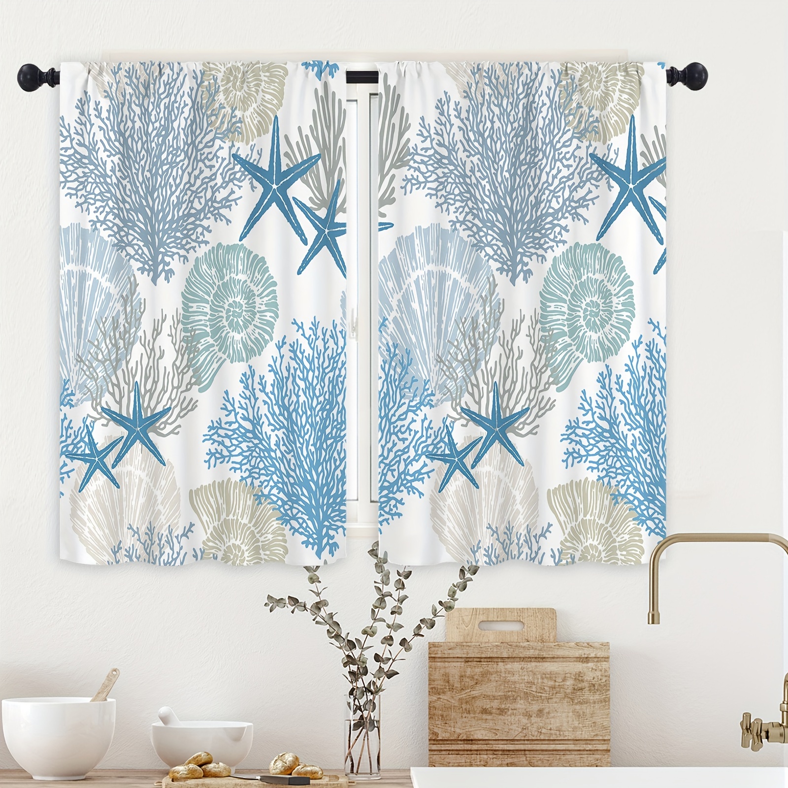 Shower Curtain Hooks Ocean Series Blue Shell Starfish Shape - Temu