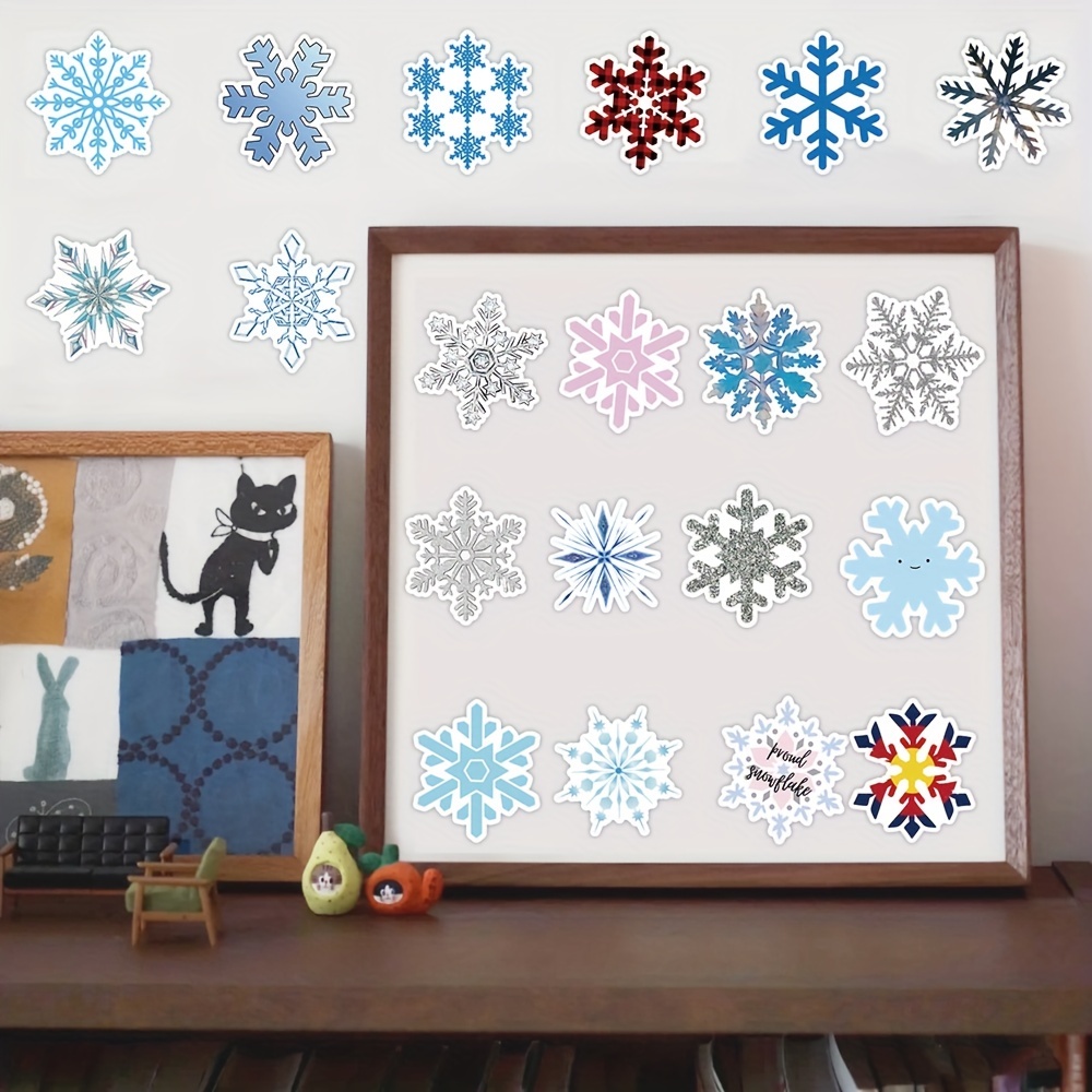 Snowflake Stickers christmas Waterproof Vinyl Winter - Temu