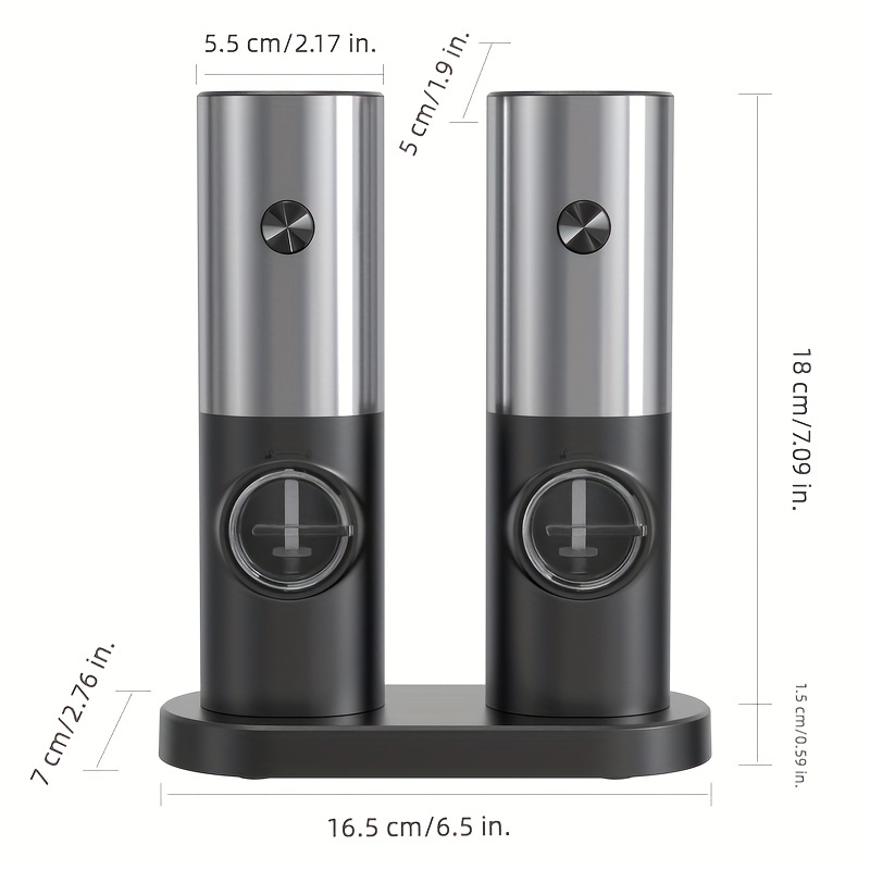 Stainless Steel Silver 2-in-1 Automatic Electric Salt and Pepper Grinder,  Battery Operated, 6 AAA
