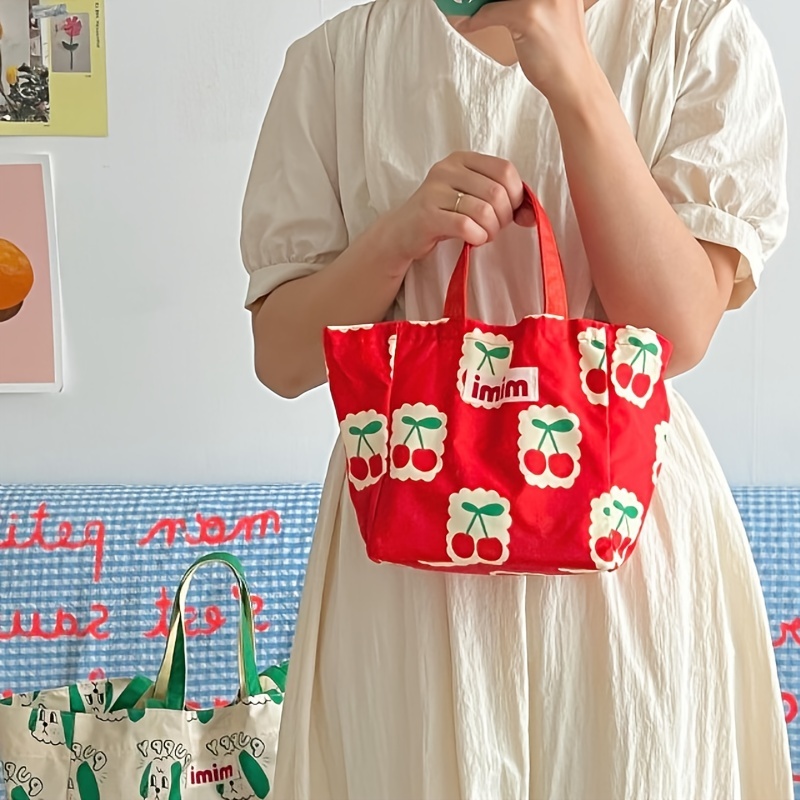 Kawaii Strawberry Pattern Tote Bag, Large Capacity Shoulder Bag For Work,  Cute Zipper Travel Bag - Temu