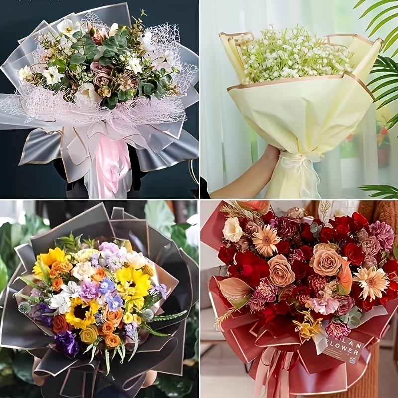 20 Sheets Flower Wrapping Paper Golden Edge Waterproof DIY Crafts Gift Box  Floral Bouquet Packaging Paper Kit Florist Supplies - AliExpress