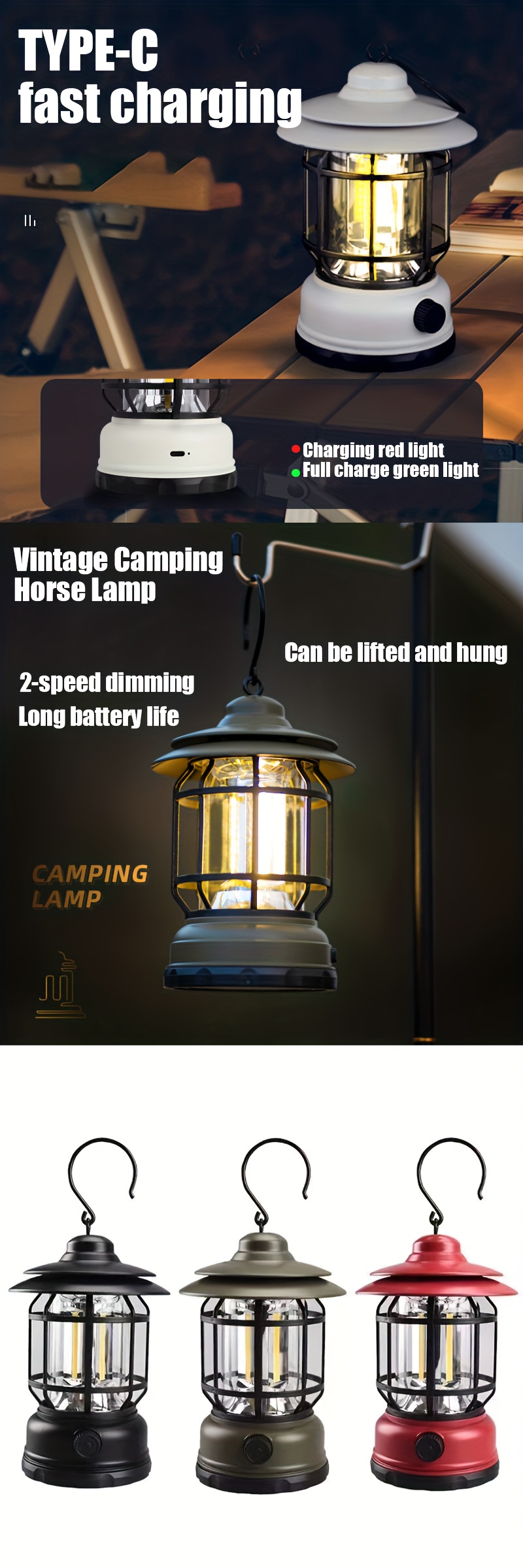 Lámpara De Caballo Para Acampar Vintage Luces De Camping - Temu