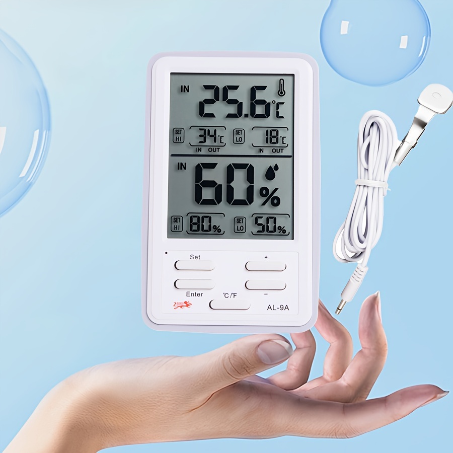 Indoor/Outdoor Thermometer & Hygrometer mit externen Fühler 1,5m - gro