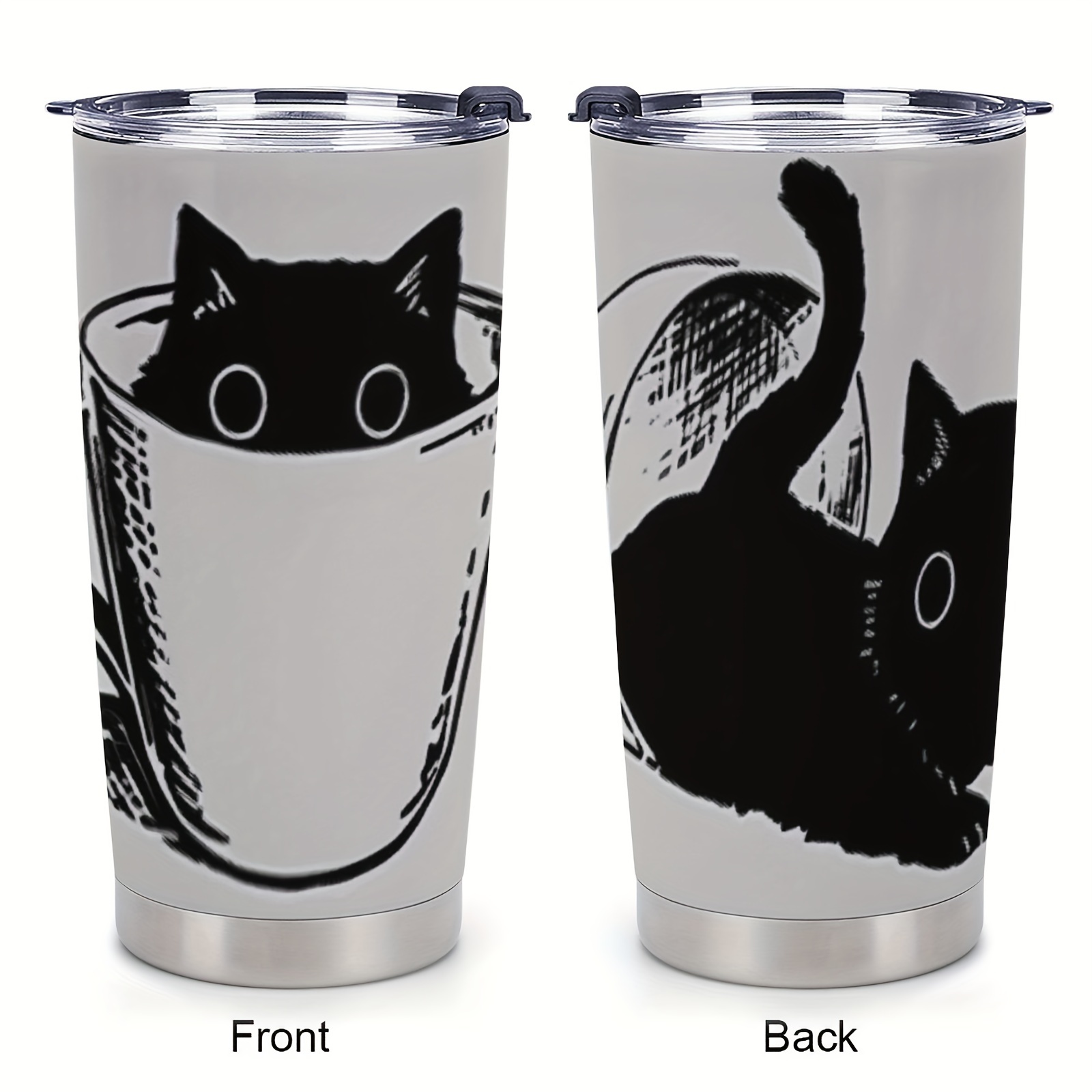 

20oz Stainless Cup, Black Cat 5d Print Gift, Double-walled Vacuum Insulated Travel Coffee Cup With Lid