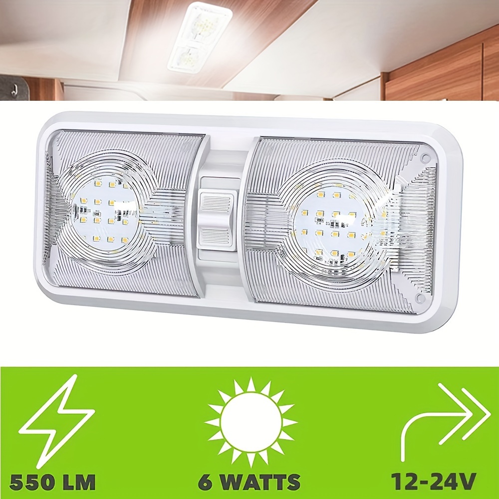 Rv Led Ceiling Double Dome Light Fixture / Switch Interior - Temu