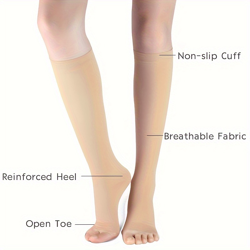 Compression Socks, Nylon Open Toe Leg Shaping Socks for Women, for