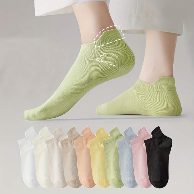 

10 Pairs Simple Solid Socks, Casual Comfy Low Cut Ankle Socks, Women's Stockings & Hosiery