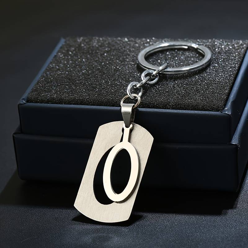 Letter "A" Alphabet Keychain - Stainless Steel Key Ring With 3D Domed Resin Letter, 7.5x3cm