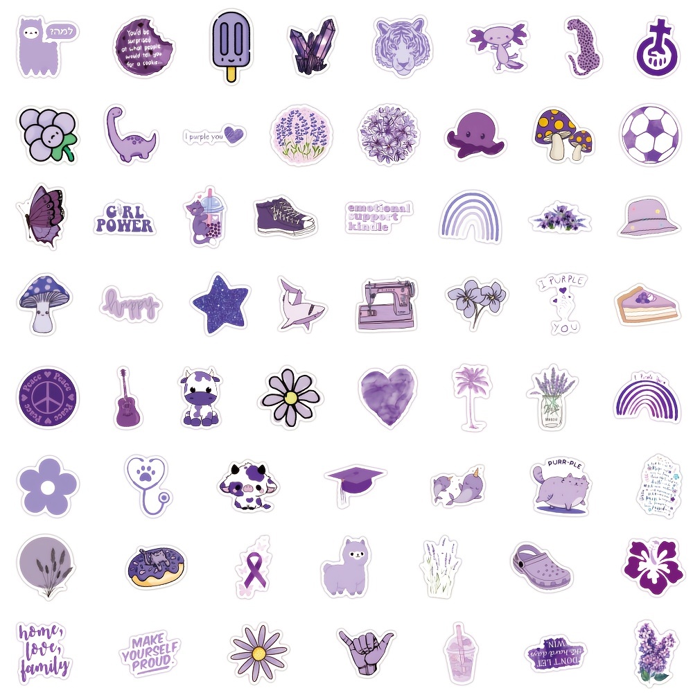 120pcs Kawaii Purple Stickers For Water Bottles, Cute Vsco Aesthetic Vinyl  Stickers Waterproof Sticker, Laptop Guitar Stickers For Teens Girls (Purpl
