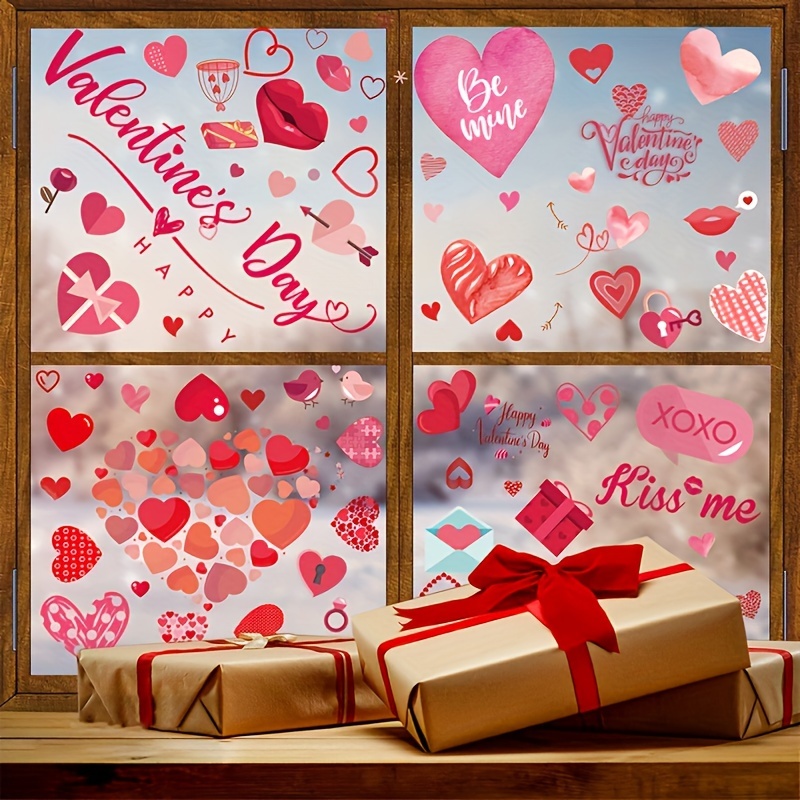 Sticker Coeurs Love aquarelle pour décoration de vitrine St Valentin