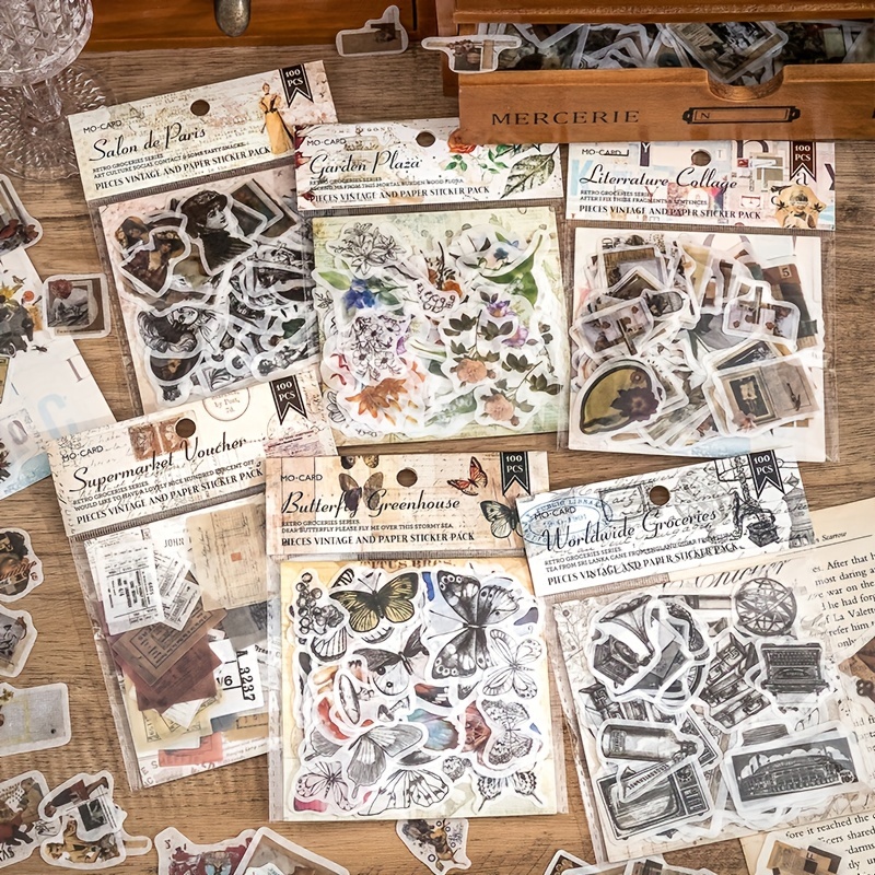 Vintage Scrapbook Supplies Pack Retro Diy Paper Stickers - Temu