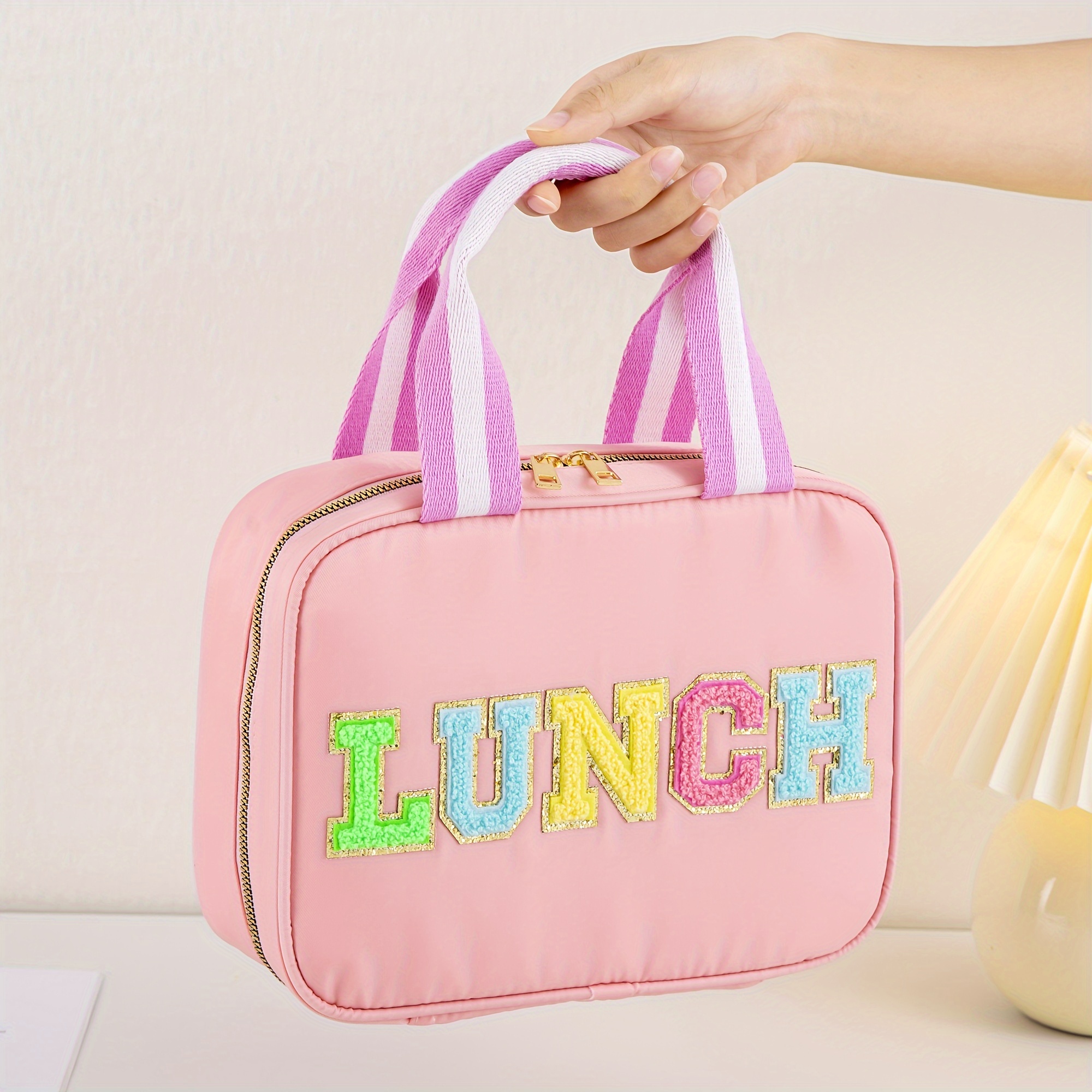 Lunch Bags, Girls Boys Preppy Cute Reusable Bag, Nylon Insulated