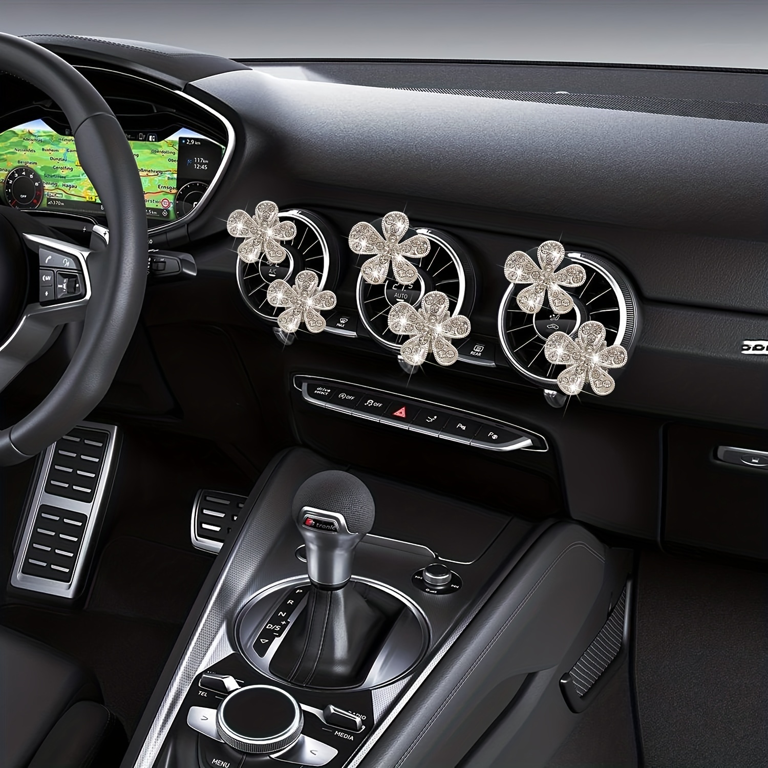 Rhinestone Petal Car Air Outlet Decoration