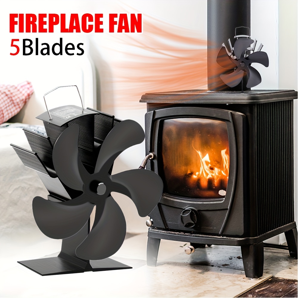 5 Blades Fireplace Fan, Wood Stove Fan, Non Electric Fan For Wood