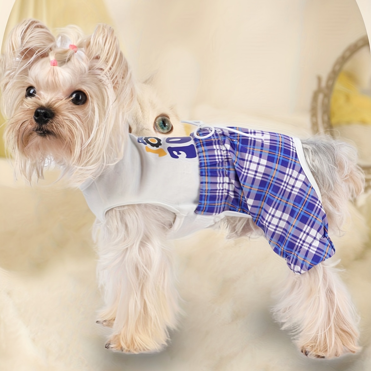 Pet Clothes Cute Dog Pajamas Puppy Boy Soft Stretch Clothes Plaid
