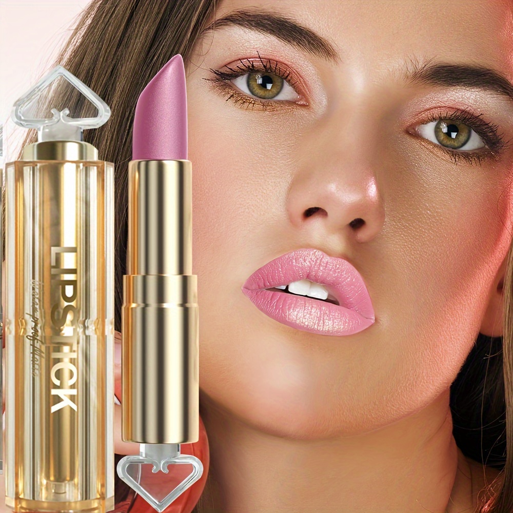 Glitter Lipstick Pearly Finish Matte Color Long Lasting - Temu