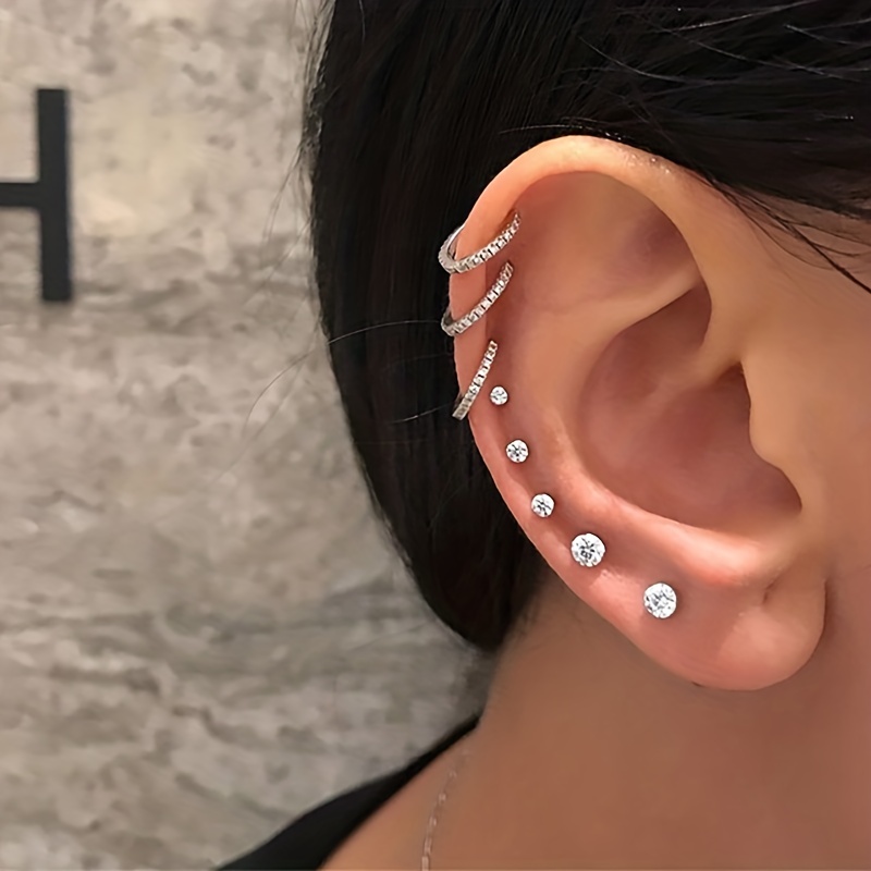 Double Piercing Earrings Set - Temu Australia