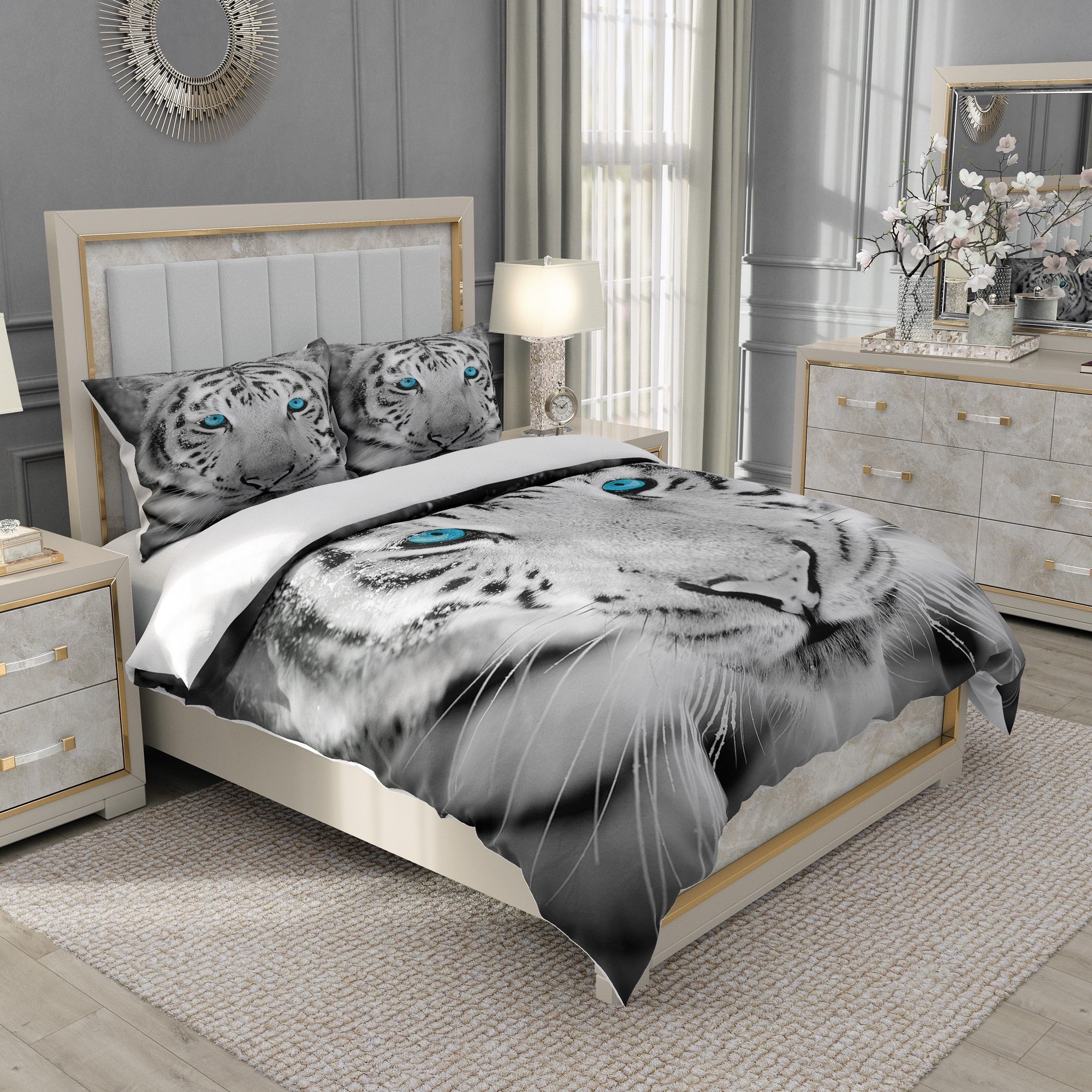 Tiger Bedding Sets, 3D Animal Print Luxury Microfiber Duvet Cover