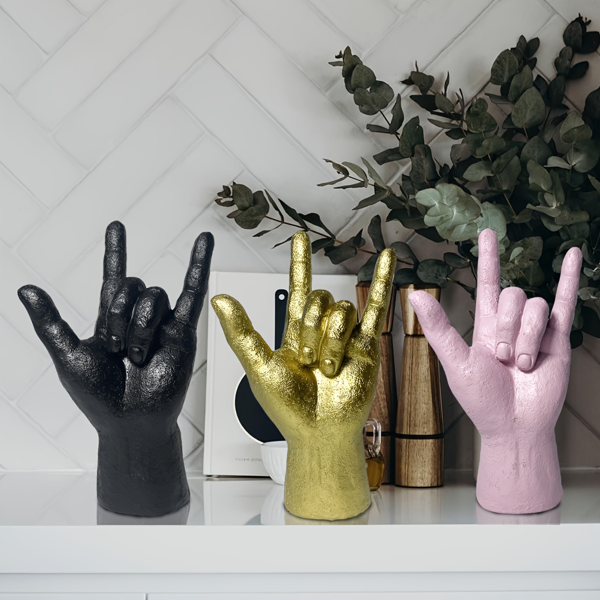 Hand Statue Resin Hand Gesture Sculptures Peace OK Thumbs Up Hand