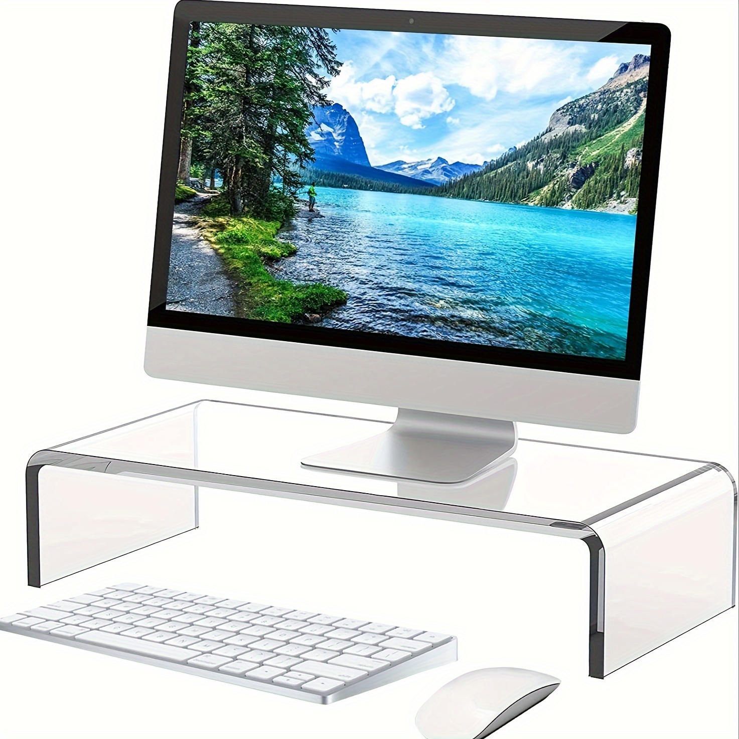 Elevador de monitor doble, soporte de monitor de computadora para tableta  de teléfono, ángulo de longitud ajustable, soporte de monitor de escritorio