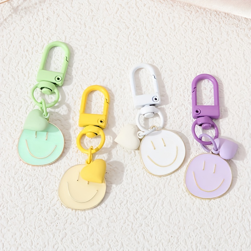 

4pcs Colorful Smile Keychain Pendant Enamel Alloy Pendant Backpack Purse Accessories