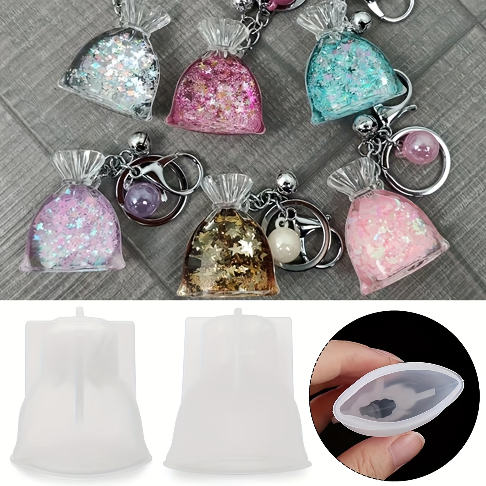 Cheap 20Pcs/Set DIY Keychain Pendant Casting Silicone Mould Kit with  Keyrings Art Crafts Making Tools Crystal Epoxy Resin Mold