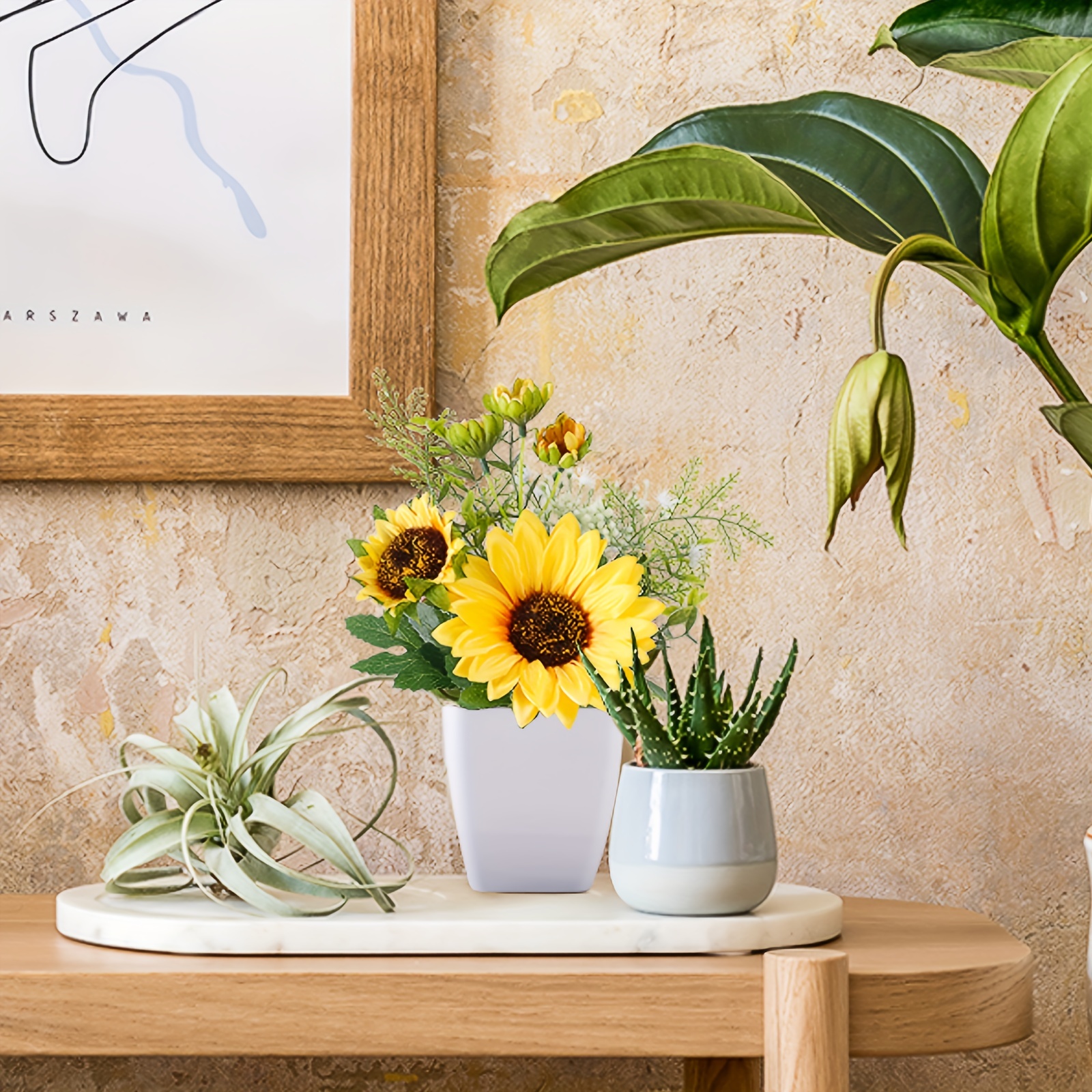 Yellow Sunflower Silk Flower With Plastic Pot Perfect For Kitchen, Bathroom, Wedding, And