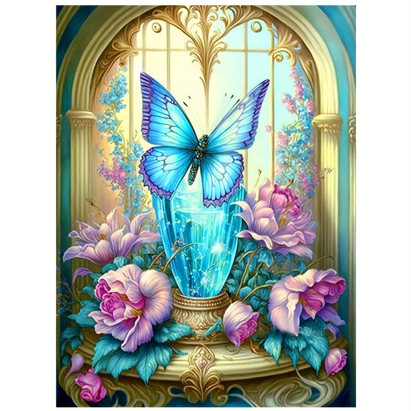 5D DIY Diamond Painting Kits for Adults,Full Drill Diamond Art Animals  Butterfly for Home Decor 12x16 Inch 