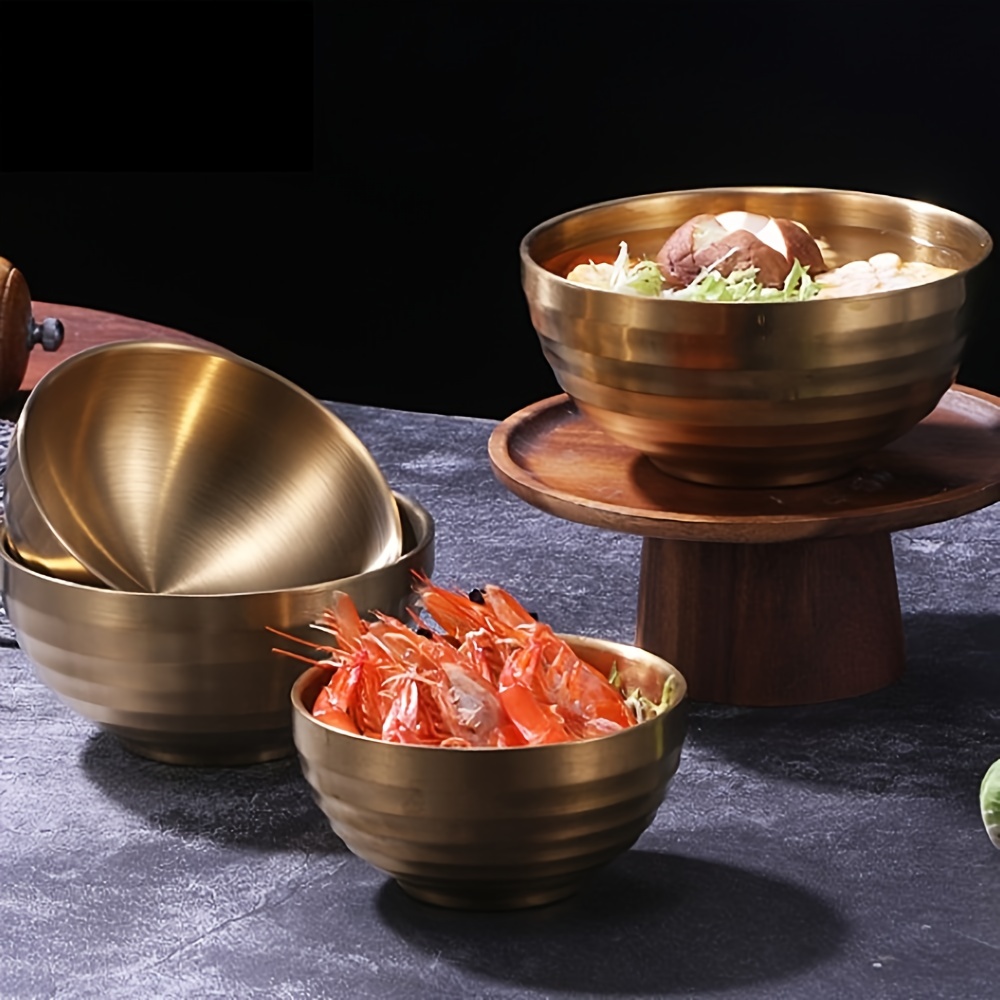Heat Insulated Stainless Steel Bowl Mixing Bowl Double Layer Rice Bowls  Metal Ice Cream Soup Bowls for Kitchen Flatware