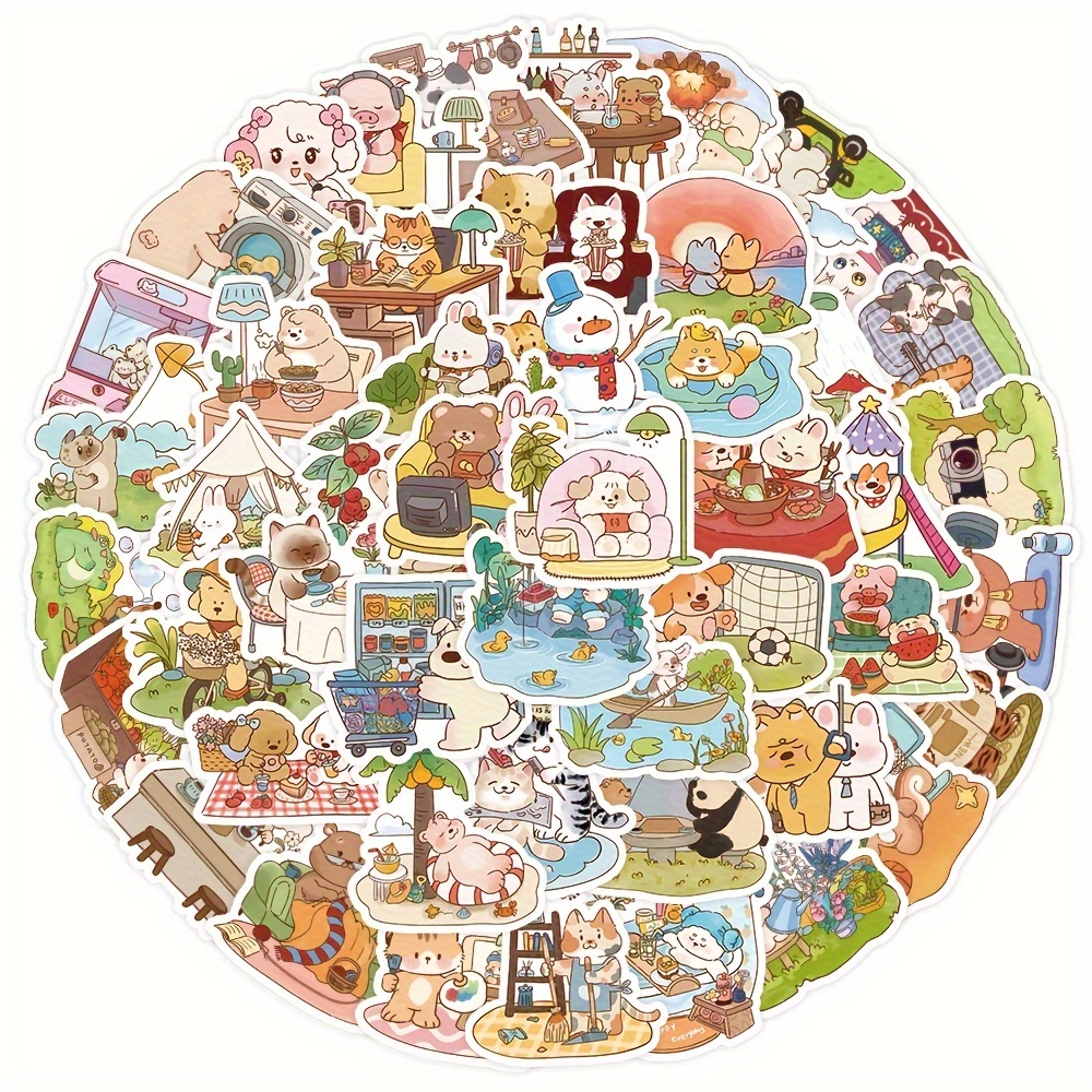 Cute Cartoon Animals Pet Stickers Kawaii Cute Animal - Temu