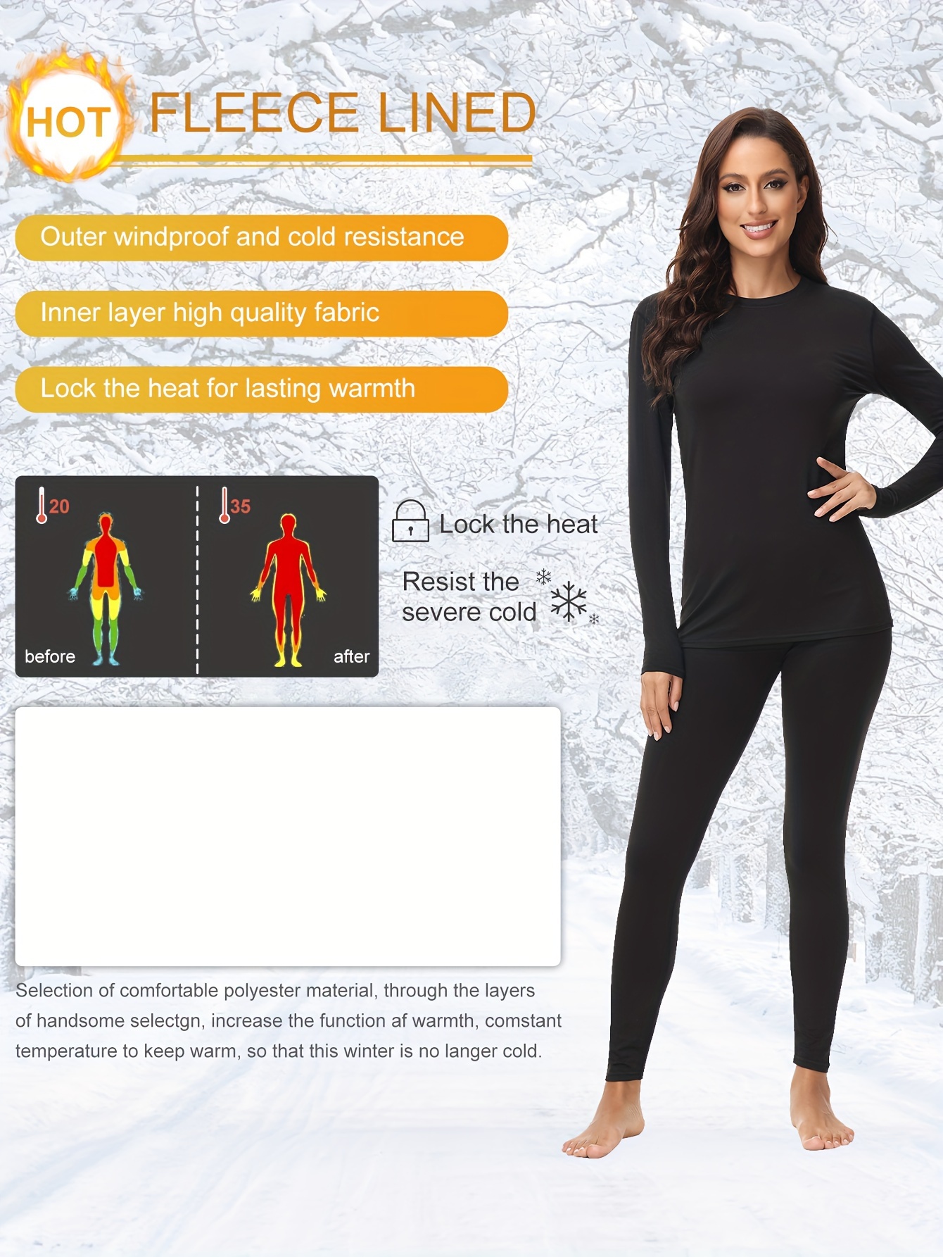 2pcs Thermal Underwear Set For Women Long Sleeves Fleece Lined Tops Bottoms  Base Layer Leggings For Cold Weather Womens Activewear - Sports & Outdoors  - Temu