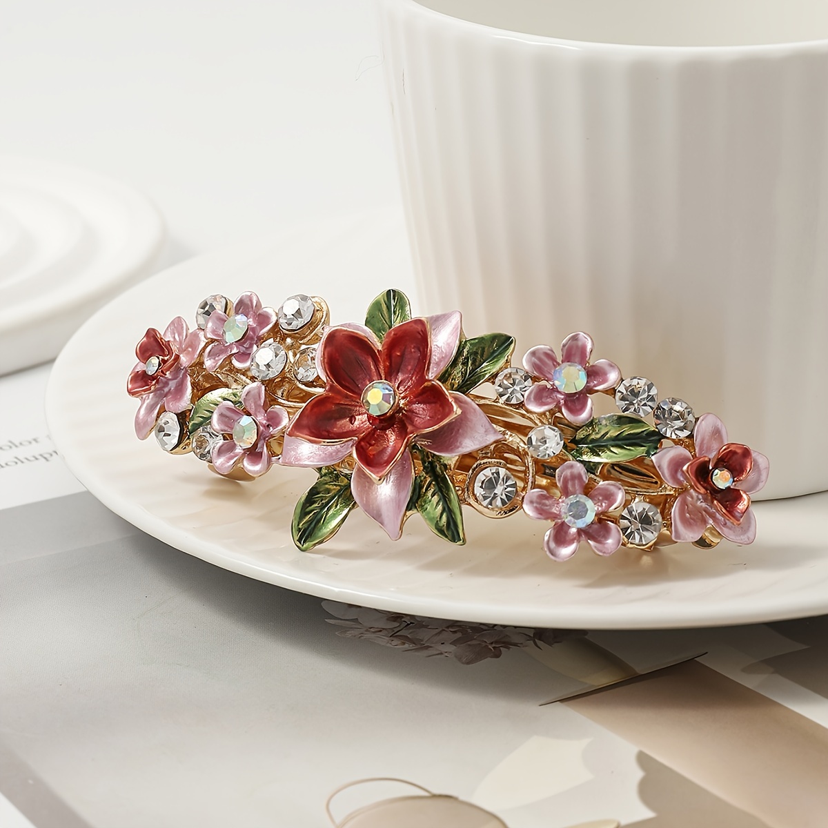 1pc Enamel Colorful Exquisite Handmade Flower Hairpin For Women' Wear