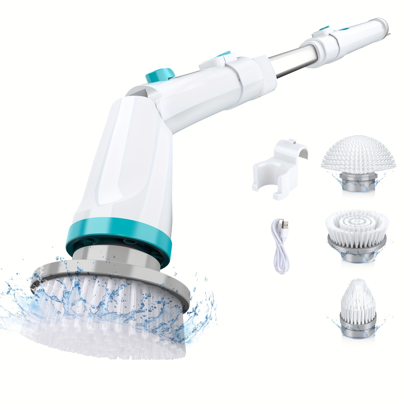 Electric Spin Scrubber, Cordless Cleaning Brush with Adjustable Extension  Arm 4 Replaceable Cleaning Heads, Power Shower Scrubber for Bathroom, Tub,  Tile, Floor 