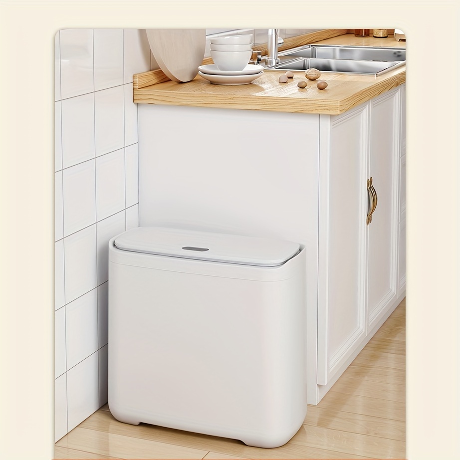 Transparent Trash Can Household Living Room Bedroom Kitchen Bathroom Large  Capacity Office with Pressure Ring Small Paper Basket