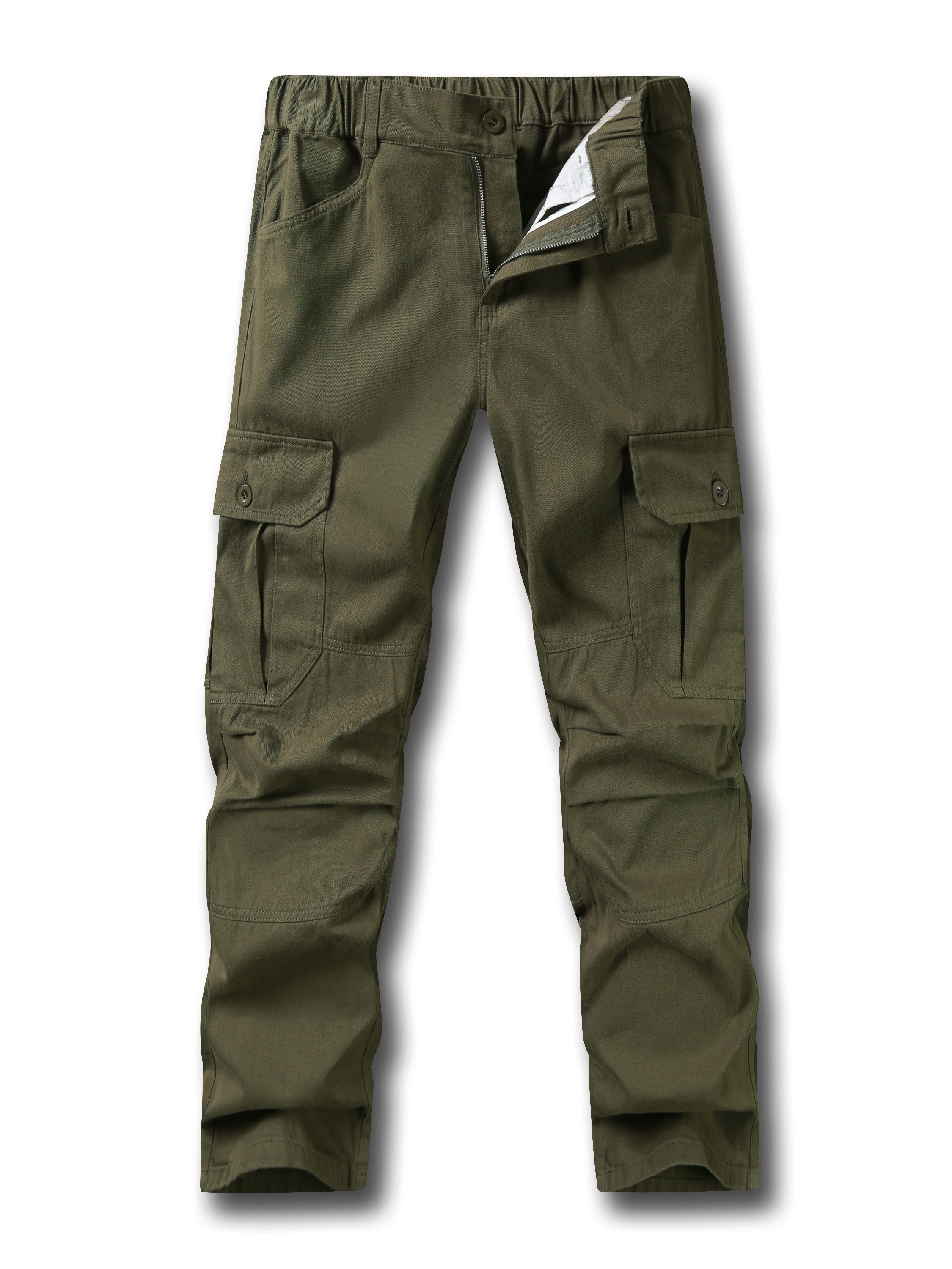 Loose Fit Cargo Pants Flap Pockets Non stretch Solid Color - Temu Czech  Republic