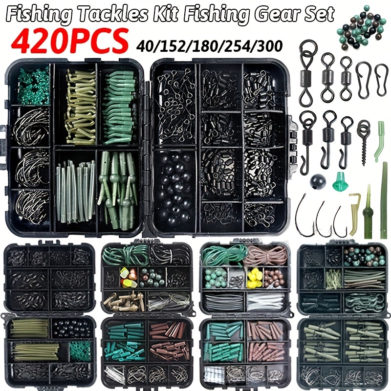 40/152/180/254/300/420pcs Portable Fishing Gear Set with Tackle Box,  Sequined Hooks, Swivels, and Carp Fishing Tools - Everything You Need for a  Succe