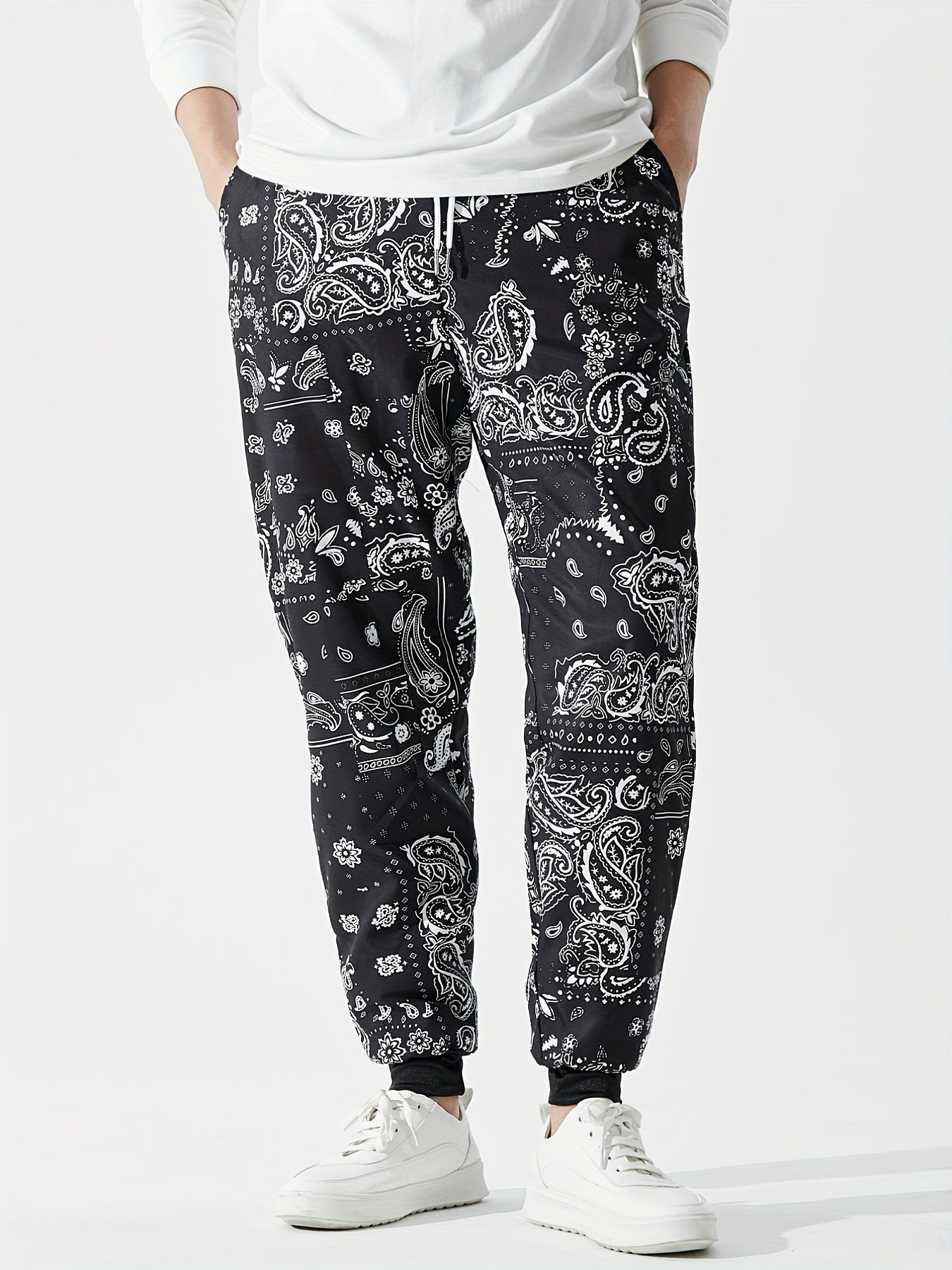 Men's Paisley Joggers with Elastic Waist