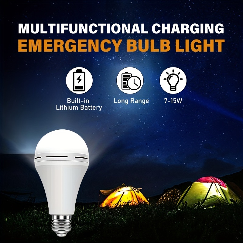 15W Rechargeable Emergency Light Bulb for Power Outage Battery