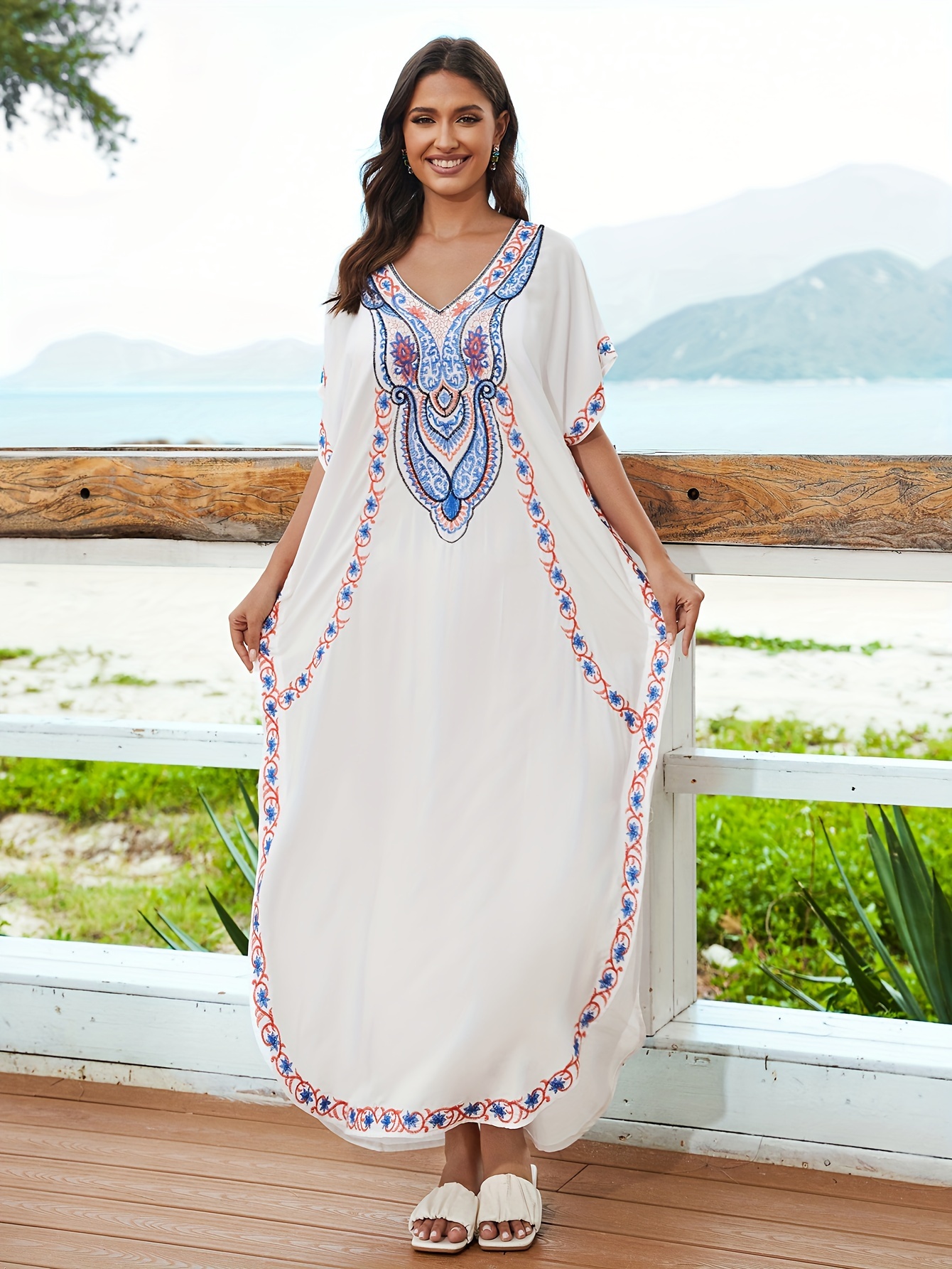 White plus cheap size kaftan