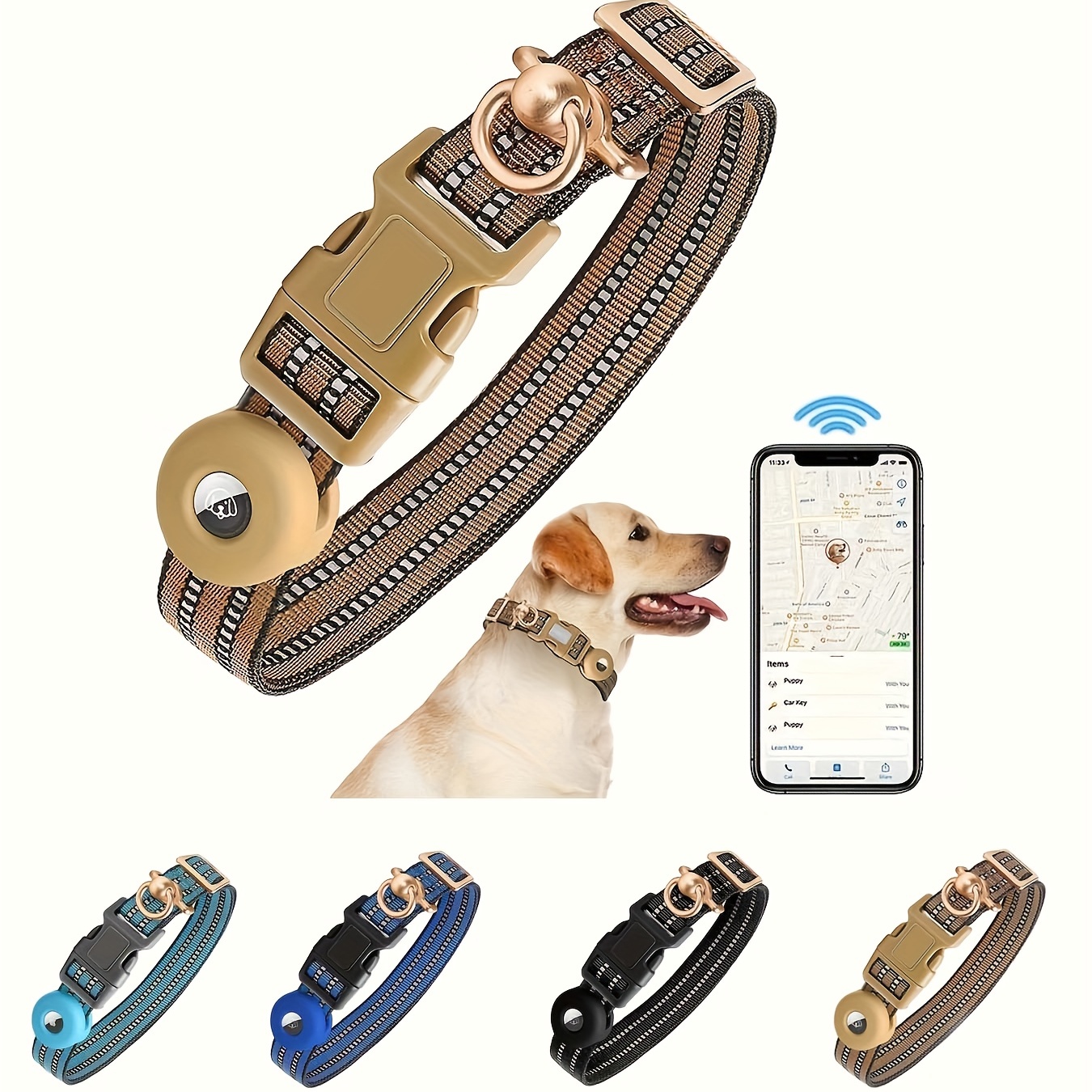  Collar de perro para perros pequeños, medianos y medianos con  funda protectora compatible con localizador de rastreador GPS AirTag, collar  de mascotas, soporte de bucle para perro y gato, accesorios ajustables