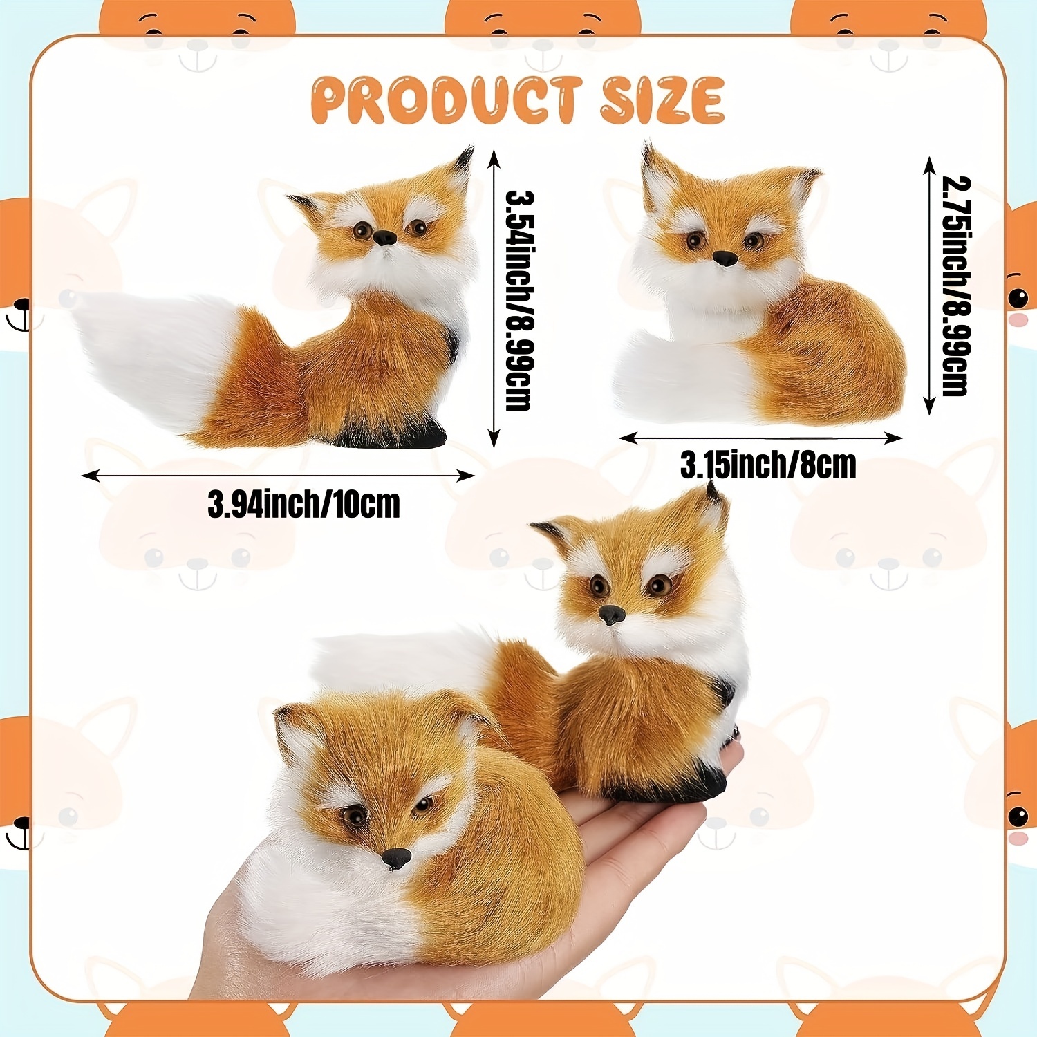 Simulation Fox Model Faux Plush Cute Fox Toy Home Desk Dollhouse