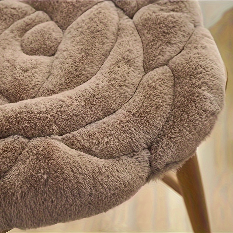 Plush Chair Cushion Warm Non-slip Cushion Home Office Rose Flower