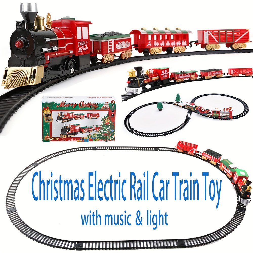 Conjunto de trilhos ferroviários de Natal brinquedo trem de Natal presentes  brinquedos adequados para decoração de Natal presentes para meninos e