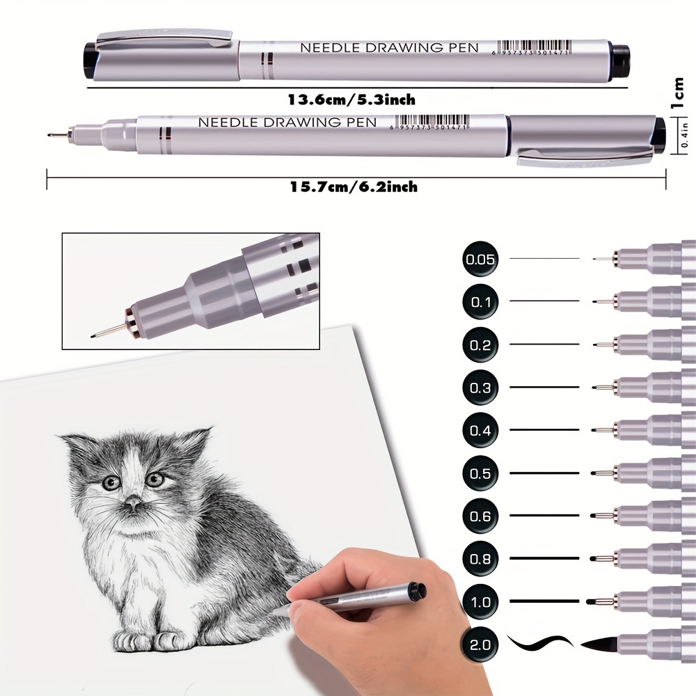 Micro-pen Fineliner Ink Pens Black Micro Fine Point Drawing Pens,  Waterproof Archival Ink Multiliner Pens For Artist Illustration, Sketching,  Technical Drawing, Anime, Manga - Temu