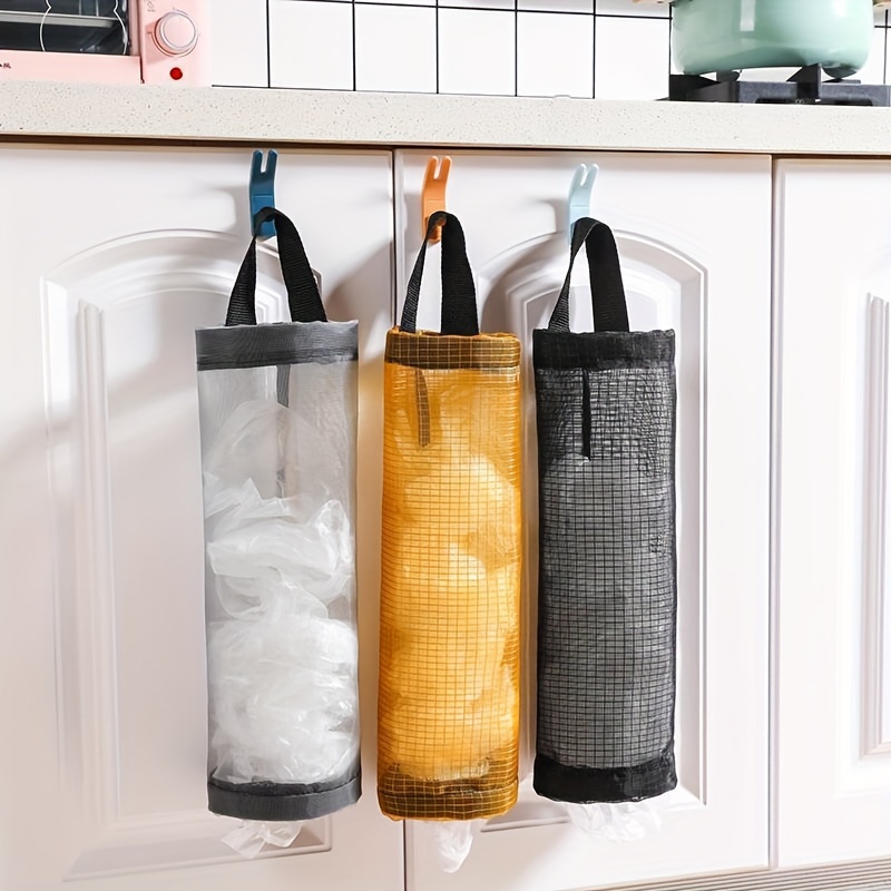  Sulimy Dispensers - Bolsas de basura plegables de malla, 2  unidades, bolsa de almacenamiento colgante, organizador de bolsas de basura  para reciclaje, contenedores de bolsillo con 2 ganchos para el 