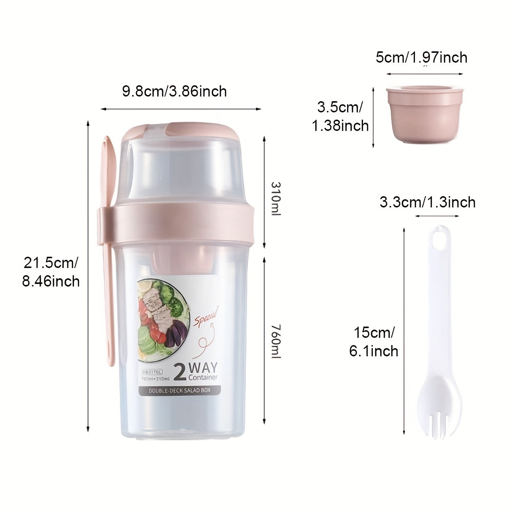 Leakproof Portable Breakfast Bottle With Sauce Box, Fork, And Bpa-free  Container For Yogurt, Oatmeal, Milk, Salad, And Vegetables - Perfect For  Healthy Eating On The Go - Temu