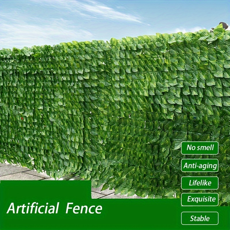 

Artificial Ivy Leaf Fence Screen, Stable Stitching Grid, Faux Hedge Panels Greenery Vines, Decoration For Wall Outdoor Garden Backyard Car, 3.2*9.8ft